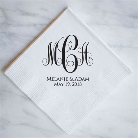 Custom Monogram Napkins with Names and Dates Personalized