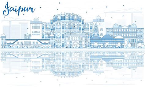 Outline Jaipur Skyline With Blue Landmarks Template Download on Pngtree