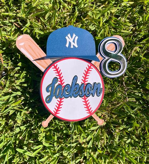 Baseball Cake Topper Sports Cake Topper NY Baseball One Baseball Sports Birthday NY Yankees ...