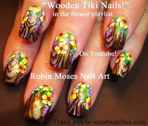 Nail Art by Robin Moses: "wood nails" "wooden nails" "nail art" "tree nail art" "tiki nails ...