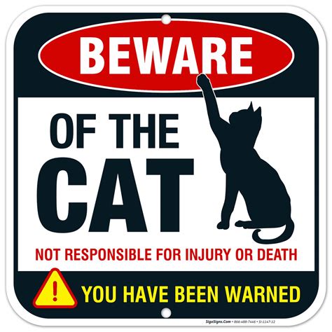 Beware of Cat Sign, Funny Attack Cat Sign, 12x12 Square Rust Free ...