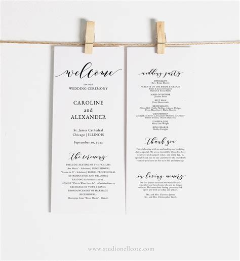 Elegant Wedding Program Template Classic Calligraphy Program | Etsy | Wedding programs template ...