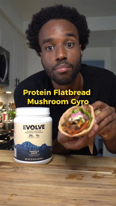 Protein Flatbread Mushroom Gyro [Video] in 2024 | Plant based protein powder, Stuffed mushrooms ...