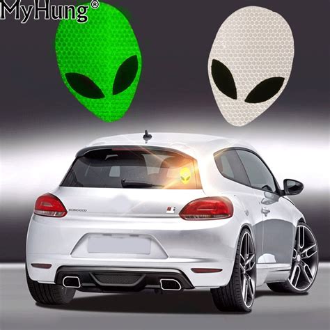 10x7cm Safety Mark Reflective Tape Stickers Alien Shape Decals Cartoon Car Sticker Auto ...