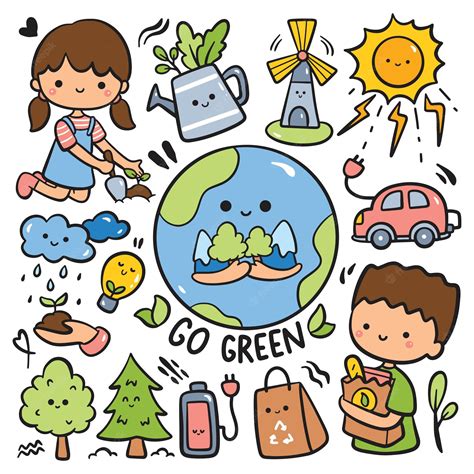 Premium Vector | Hand Drawn Cartoon Ecology Doodle, Go Green ...