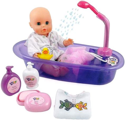 Bathtub Play Doll, Newborn Baby 12-Inch Bathtime Doll Bath Set - Real ...