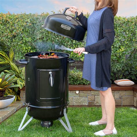 Barton Vertical 18" Charcoal BBQ Smoker with Temperature Gauge Grill for Outdoor Cooker ...