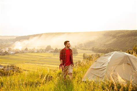 Free Photo | Man camping in nature