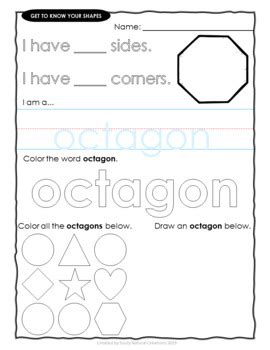 Elementary OCTAGON Shape Worksheets by Souly Natural Creations | TpT