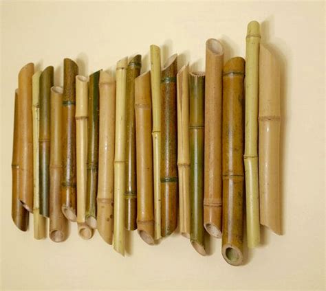 Bamboo wall decoration. Branch Art. Living picture Handmade Item 16 x 24 Bamboo pole pieces ...