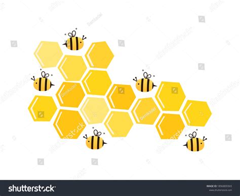 Hand Drawn Honeycomb Flying Bee Cartoon Stock Vector (Royalty Free ...