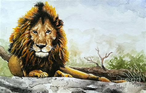 Lion in the Sun Painting by Jean Kieffer - Fine Art America