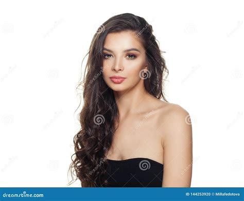 Portrait of Beautiful Model Woman Isolated on White Background Stock Photo - Image of haircut ...