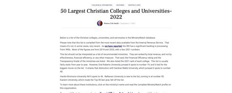 50 Largest Christian Colleges and Universities–2022 – MinistryWatch