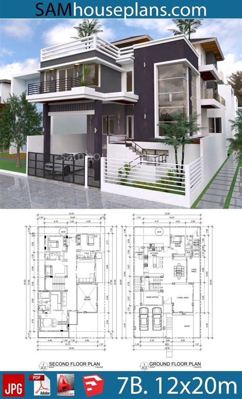 House Plans 12mx20m with 7 Bedrooms - | House projects architecture ...