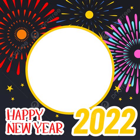 New Year Fireworks Vector PNG Images, Happy New Year Twibbon Firework Star Png Frame, Happy New ...