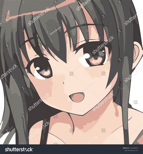 Anime Girl Black Hair Big Brown Stock Vector (Royalty Free) 1544346527 | Shutterstock