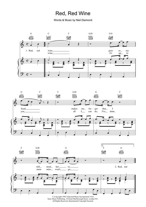 UB40 "Red, Red Wine" Sheet Music Notes | Download Printable PDF Score 45918