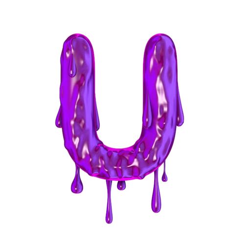 Premium Photo | Purple dripping slime halloween capital letter u 3d render