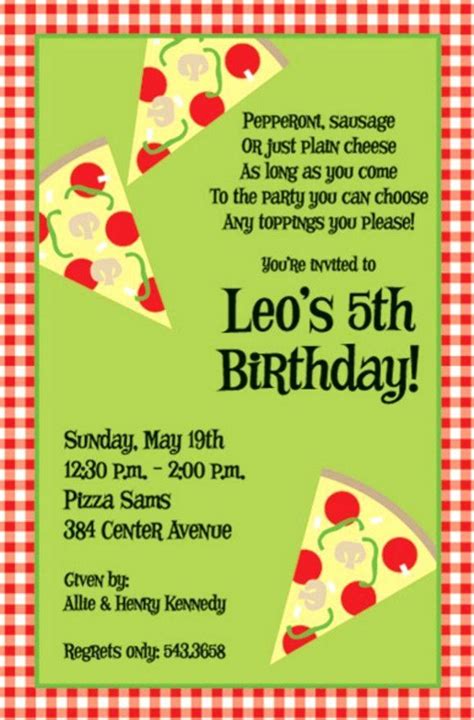 Birthday Party Invitation Quotes Fresh Pizza Birthday Party Invitation ...