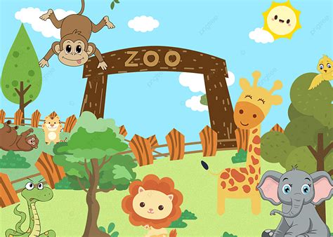 Zoo Cute Little Animal Cartoon Cute Style Background, Desktop Wallpaper, Pc Wallpaper, Giraffe ...