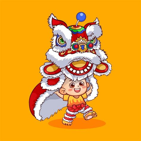 Premium Vector | Chinese new year lion dance illustration