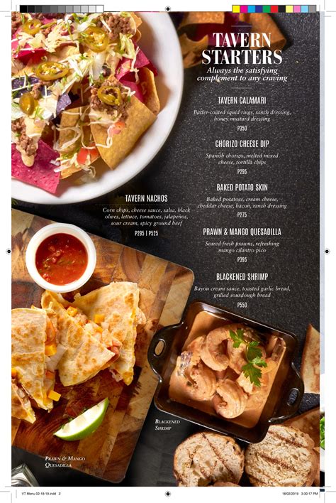 Village Tavern Menu | ClickTheCity Food & Drink