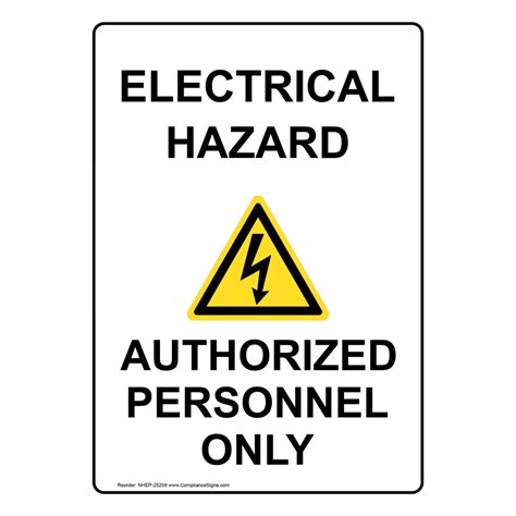 Portrait Electrical Hazard Authorized Sign With Symbol NHEP-25259