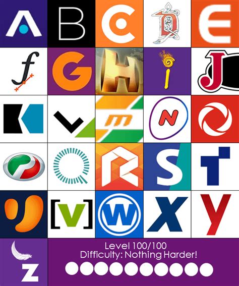 The 100 Logo Alphabet Quiz Challenge (Level 100, nothing harder difficulty) : r/quiz