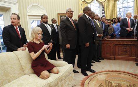 Photographs Capture Kellyanne Conway Kneeling on Oval Office Couch