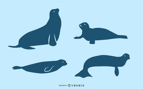 Seal Silhouette Set Vector Download