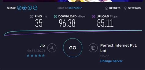 Jio-GigaFiber-Speedtest-on-desktop-Eathernet | Techtippr