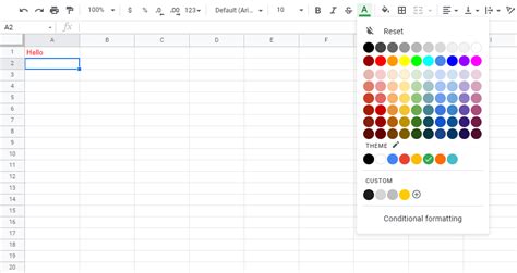 Google Sheets Format Font Color