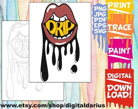 Drip Coloring Pages Red Lips Svg Dripping Lips Svg Woman - Etsy