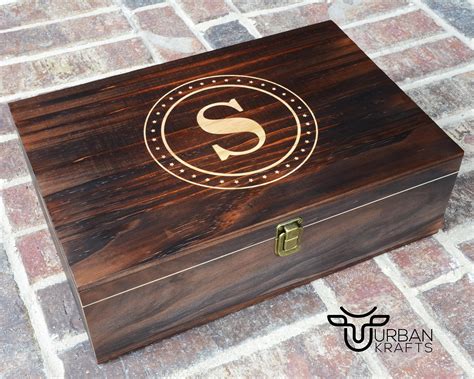 Wooden Box Engraved, Custom Wood Box with Hinged Lid, Personalized Wooden Keepsake Box for Men ...