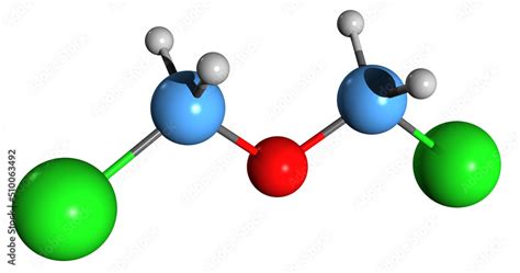 3D image of Bis-chloromethyl ether skeletal formula - molecular chemical structure of carcinogen ...