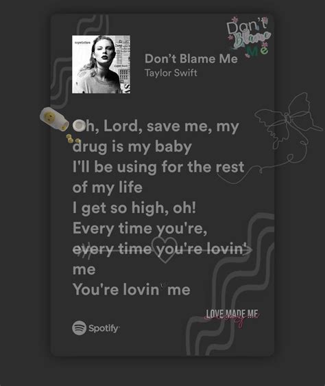 Don't Blame Me by Taylor Swift Lyrics | Taylor swift lyrics, Don't ...