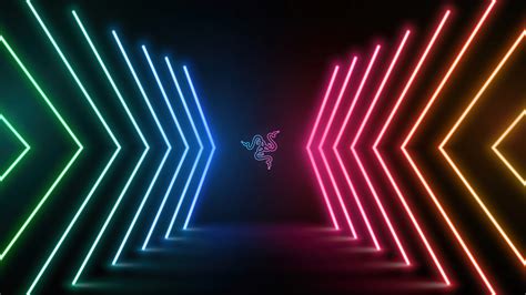 Razer Logo Neon Lights 4K #4850f Wallpaper PC Desktop