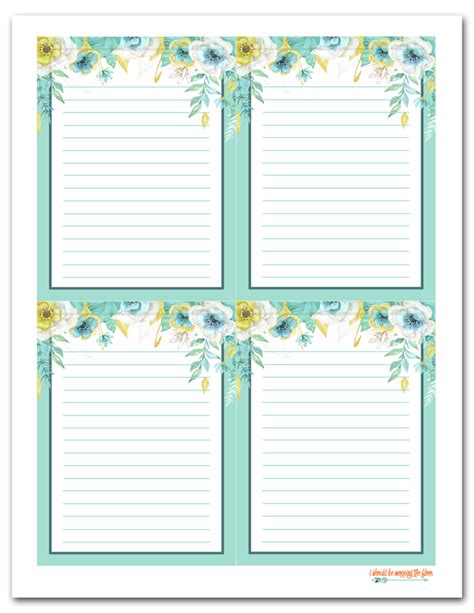 Free Printable Floral Gift Tags and Coordinating Lined Note Cards ...