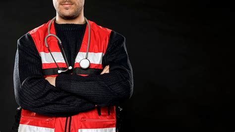 Free Photo | Male paramedic with stethoscope and copy space