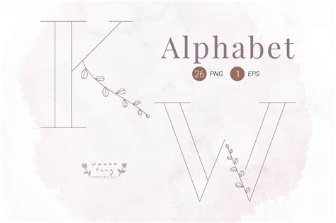 Line Art Alphabet Clipart, PNG Graphic by Wannafang Botanical · Creative Fabrica