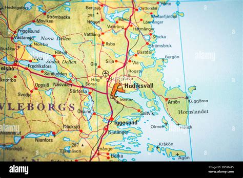 Atlas map of Hudiksvall in Sweden Stock Photo - Alamy