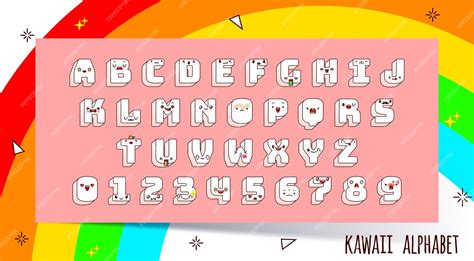 Premium Vector | Vector kawaii font and alphabet with different emotions.