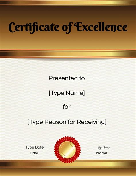 FREE Certificate of Excellence | Editable and Printable