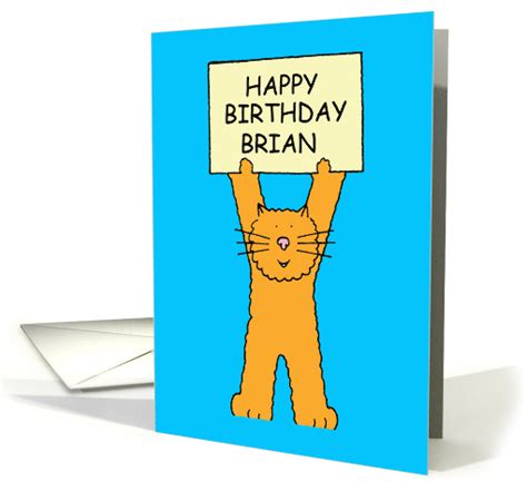 Happy Birthday Brian fun ginger cat. card (1098830)