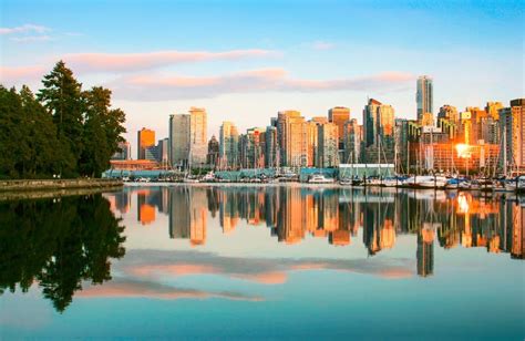 Vancouver Skyline at Dusk As Seen from Stanley Park, British Columbia, Canada Stock Photo ...