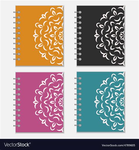 Set of colorful notebook covers with flower design