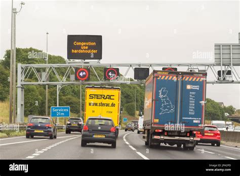 Smart Motorway M6 - UK - congestion use hard shoulder sign Stock Photo ...