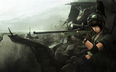 Desktop Wallpaper Girl In War Field Anime, Hd Image, Picture ...