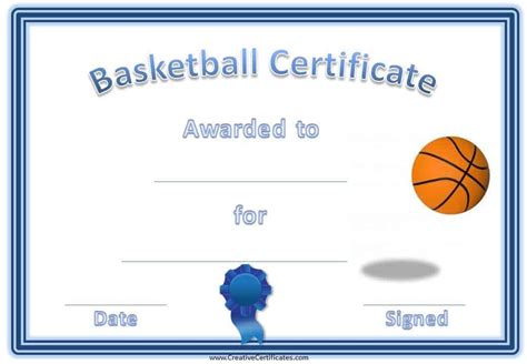 Free Editable & Printable Basketball Certificate Templates